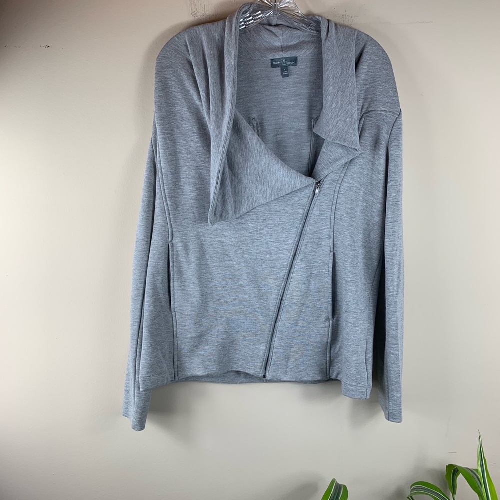 Market & Spruce Grey Asymmetrical Moto Zip Jacket